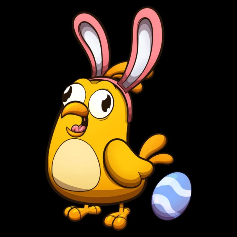 Cute Little Easter Chick With Rabbit Ears