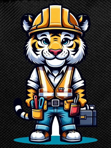 Cute Tiger Construction Worker