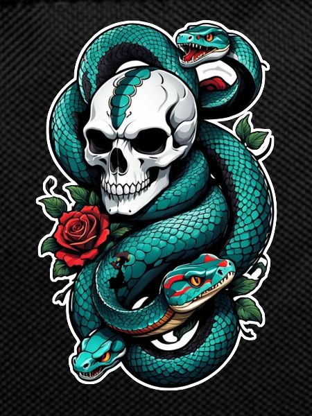 Snake Skeleton and Tattoo