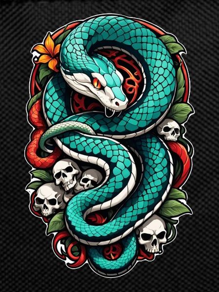 Snake Skeleton and Tattoo