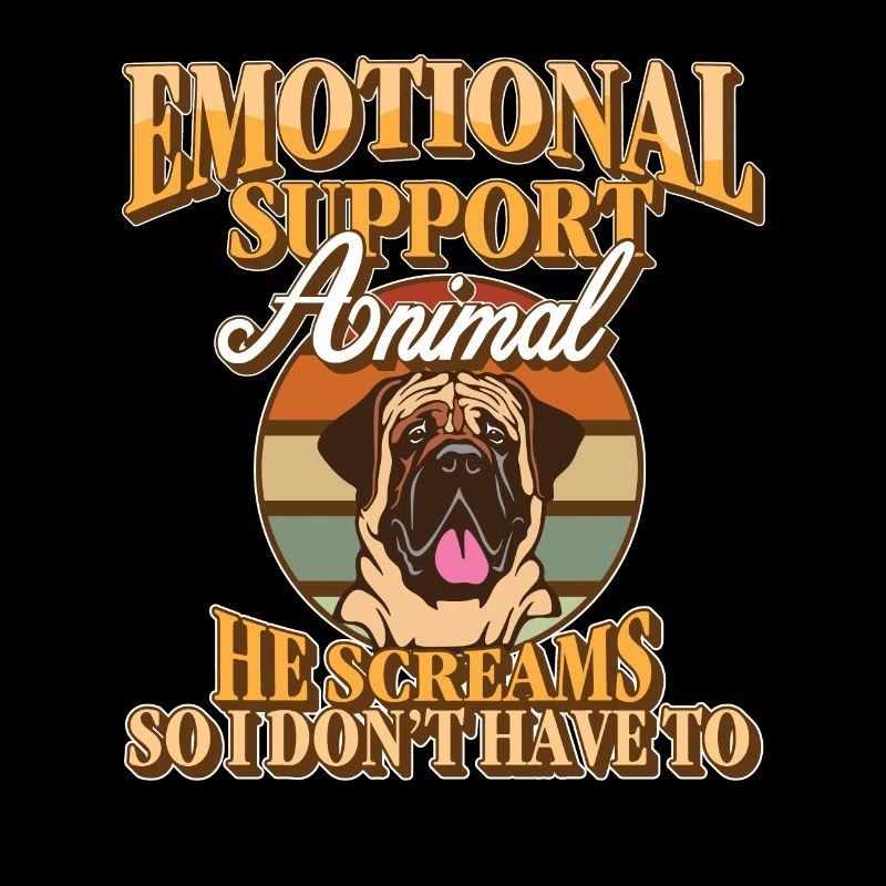 Emotional Support Bull Mastiff Illustration for