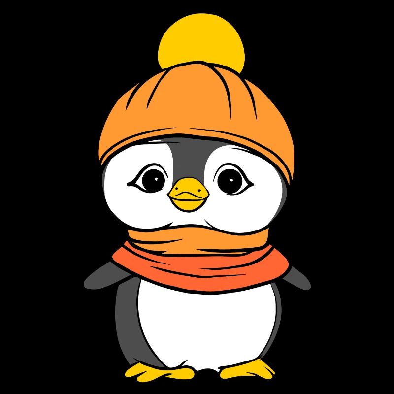 Penguin with hat and scarf
