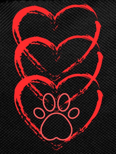 red heart with paw