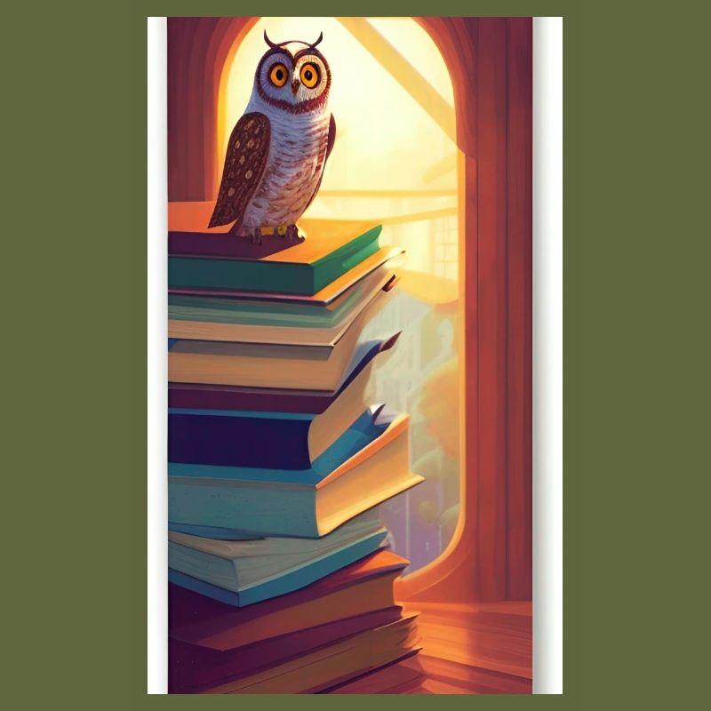 Comic Cartoon Cute Book Owl Owl Book Stack
