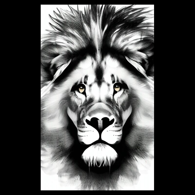 Lion Black and White