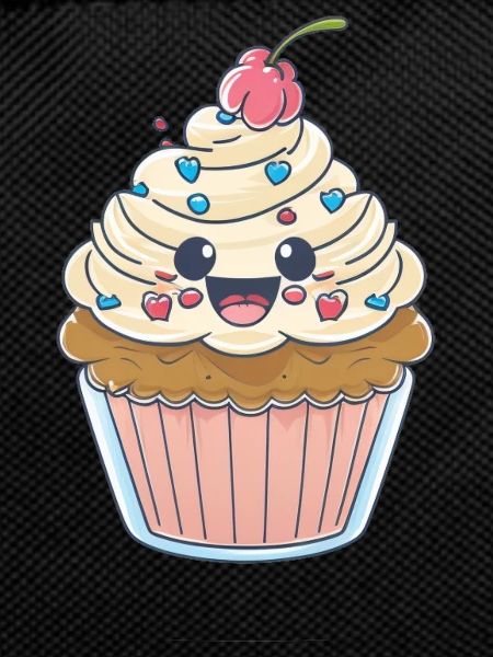 Kawaii Cute Happy Cupcake