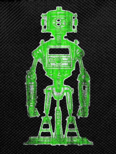 Neon Green Robot Drawing