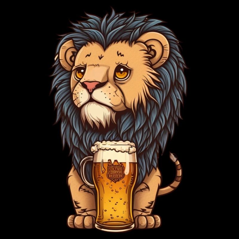 Süßer Löwe mit Bier