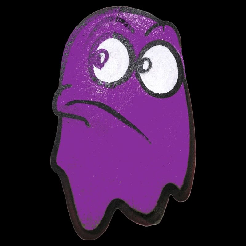 Funny fierce-looking ghost in purple