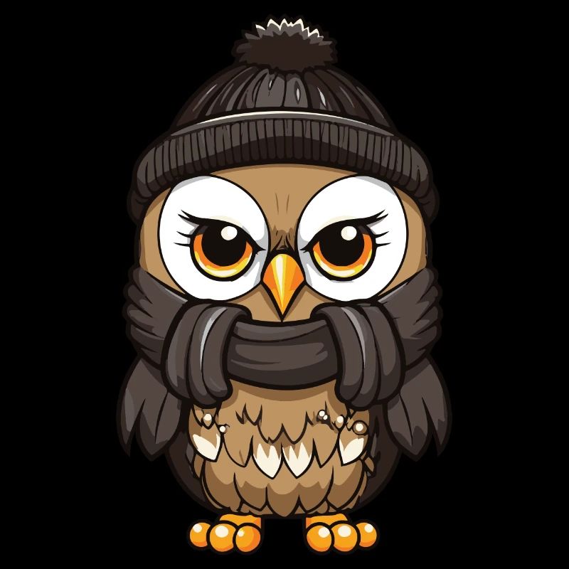 Owl Winter Cozy Comic Beanie