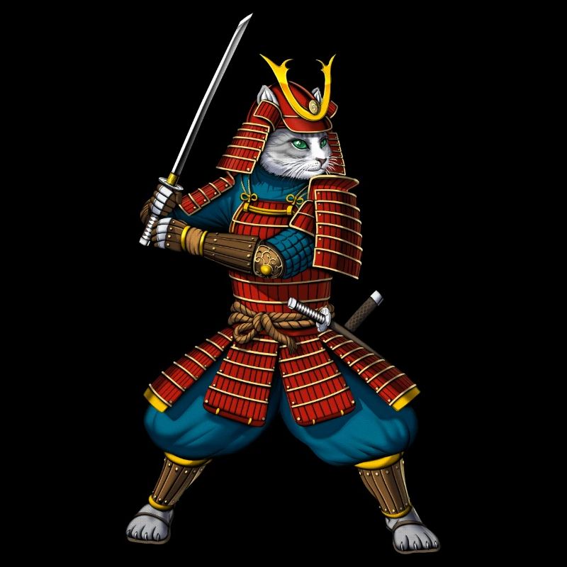 Katze Japanischer Samurai Ninja