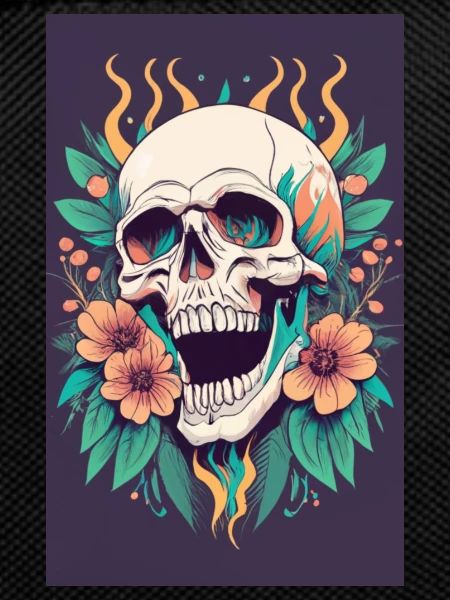 Skull and flowers