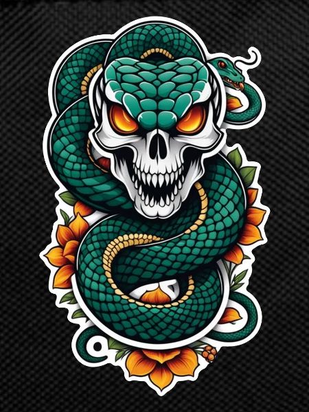 Snake Skeleton and Tattoo