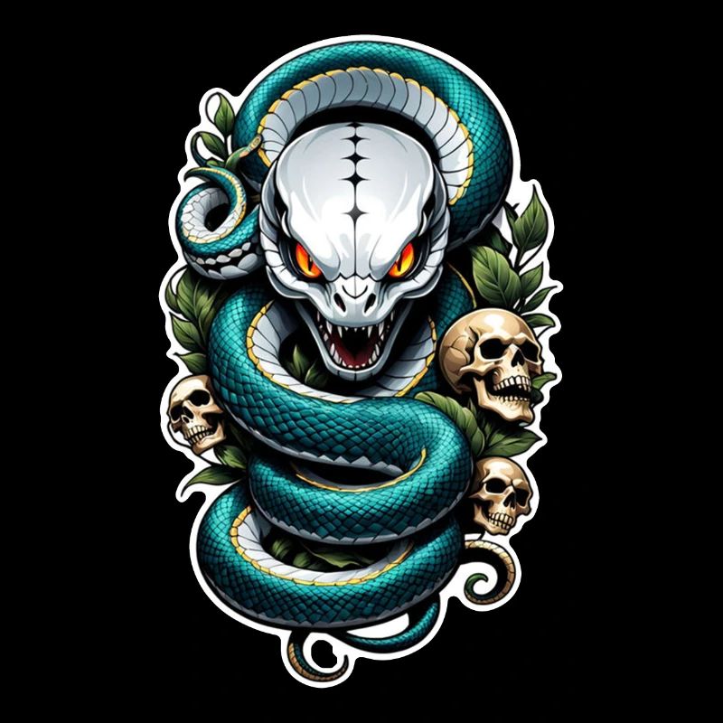 serpent squelette et tatouage