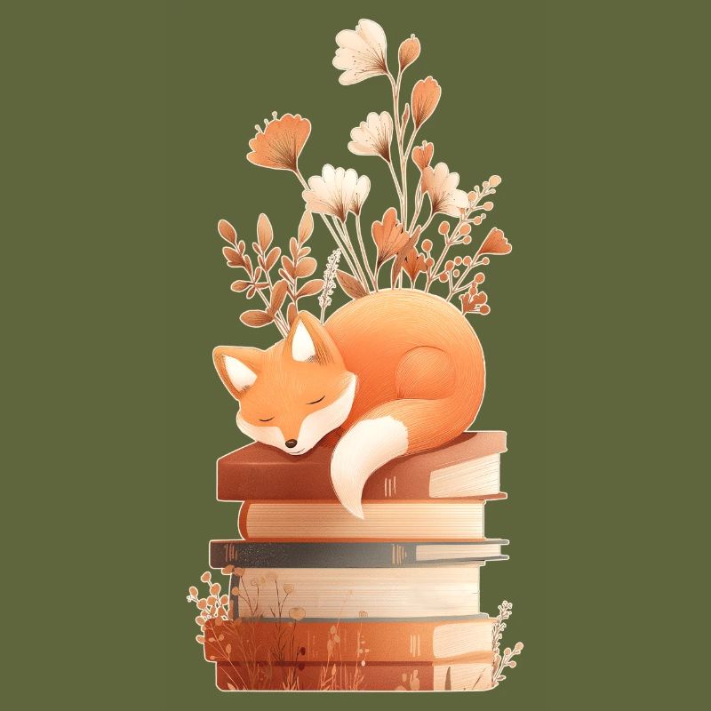 Fox on stack of books