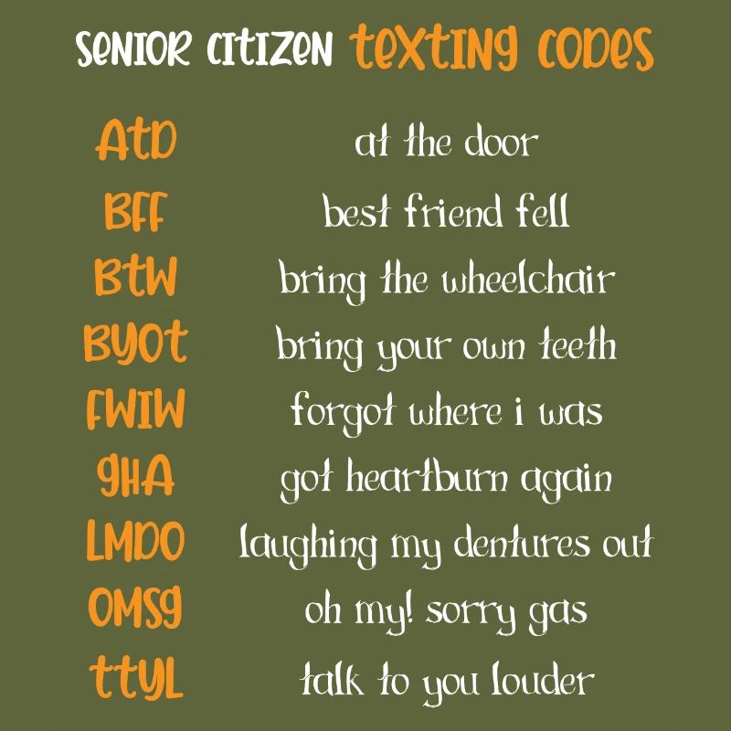 Text-Codes Senior Citizen oder Eldery Person Gesch