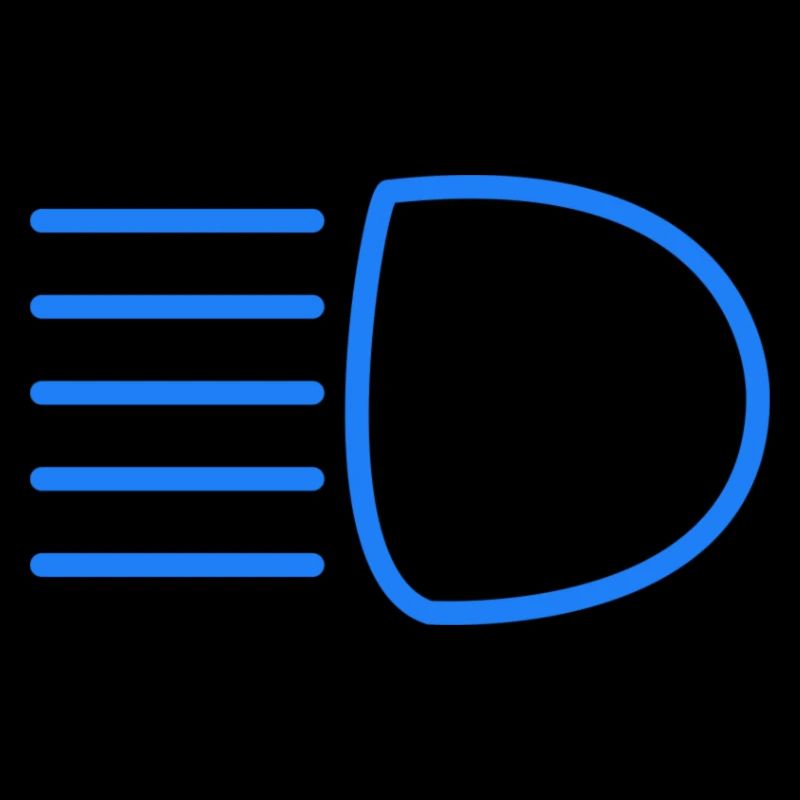 Auto high beam indicator light switched on