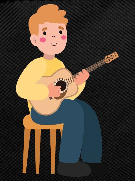Boy plays guitar