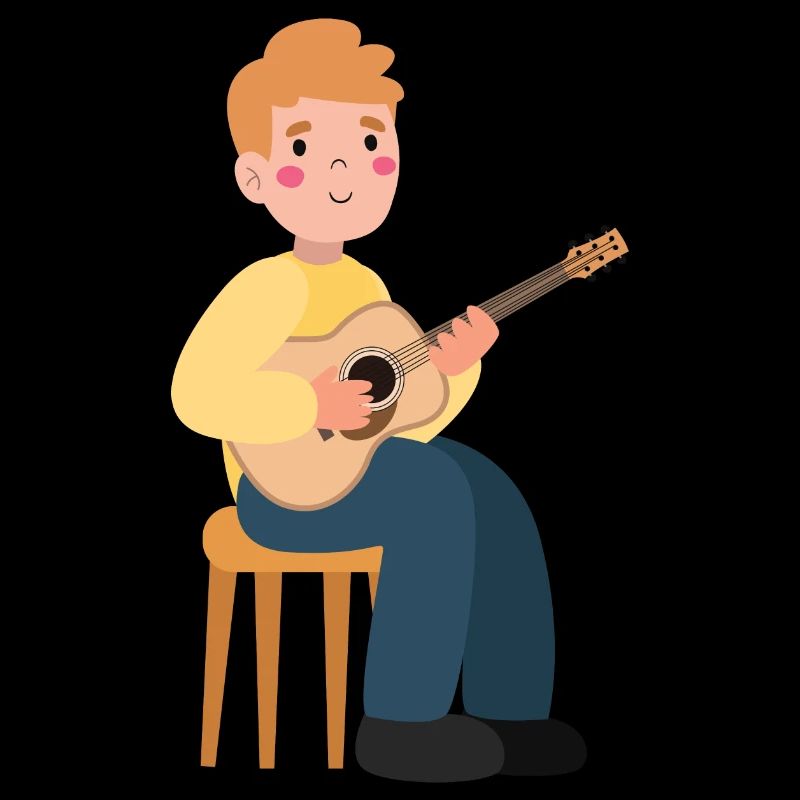 Boy plays guitar