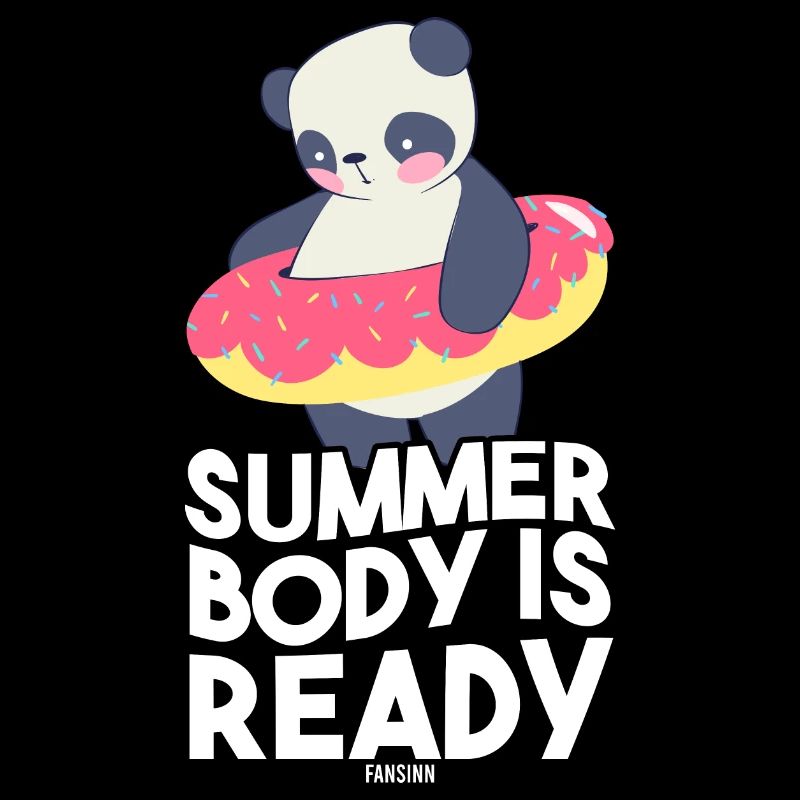 Panda child in summer with a donut