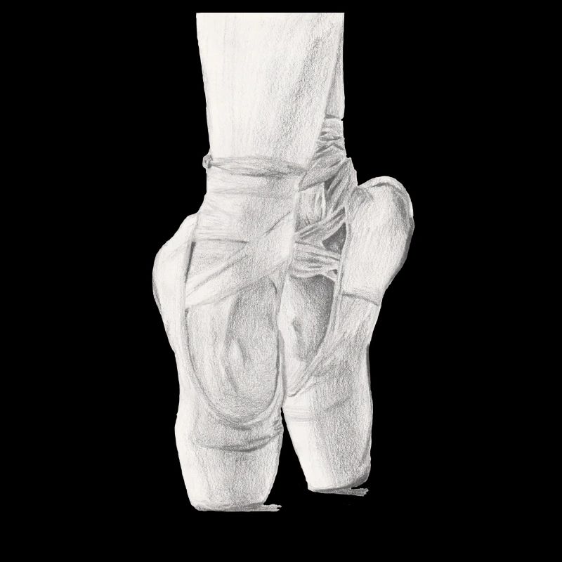 Noir et blanc Ballet Pointe Chaussures Dessin au crayon