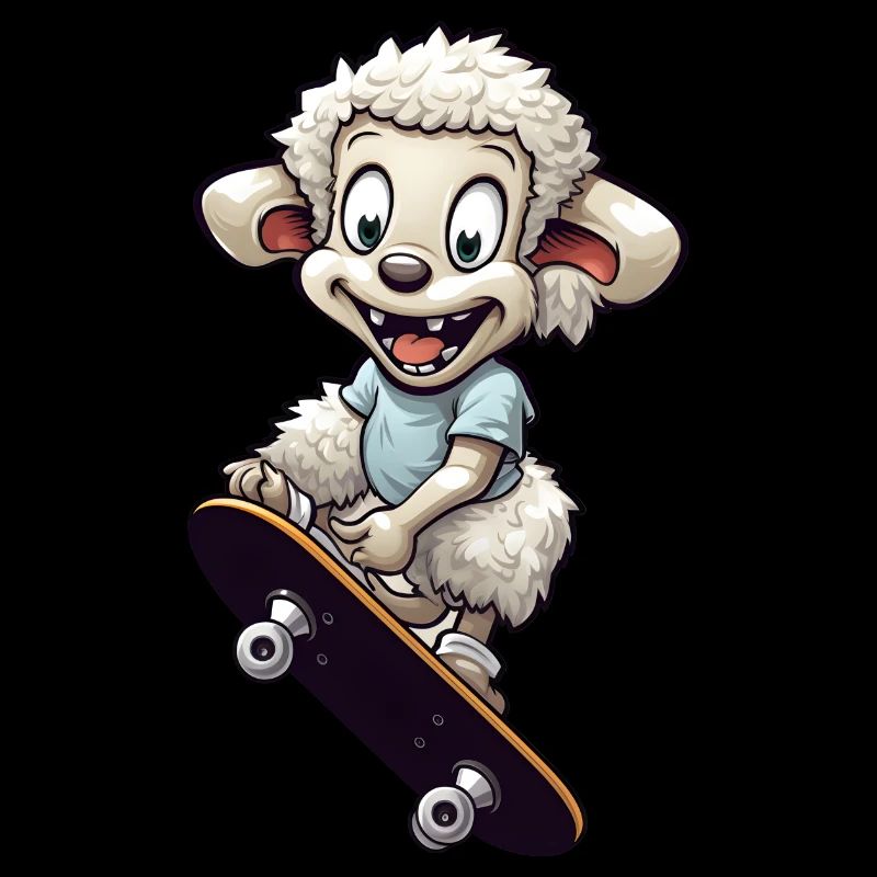 Sheep on skateboard boarding