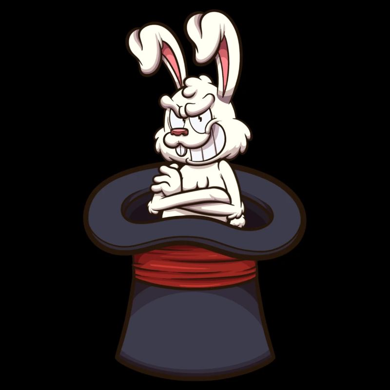 Lapin blanc maléfique dans un chapeau de magicien