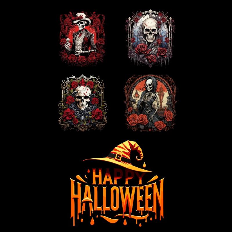 Ensemble squelette rétro Halloween