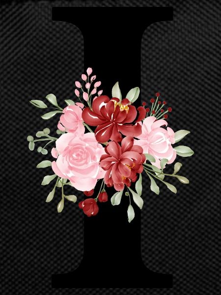 Red Floral Letter I