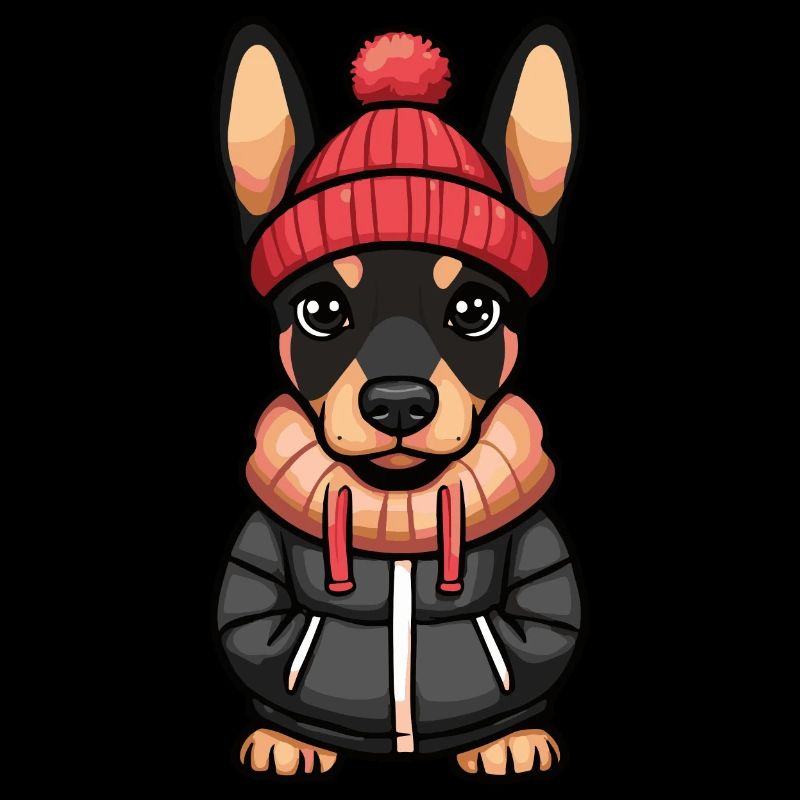 Doberman Hund Winter