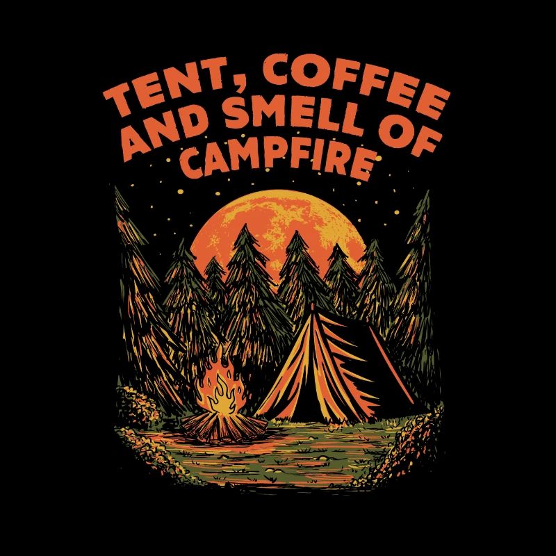 Tent coffee and campfire smell Camping Hiking Ca