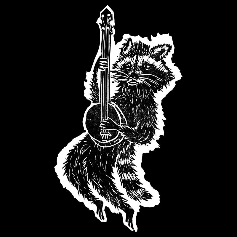 Schwebender Waschbär Spielt Banjo Tier Druck