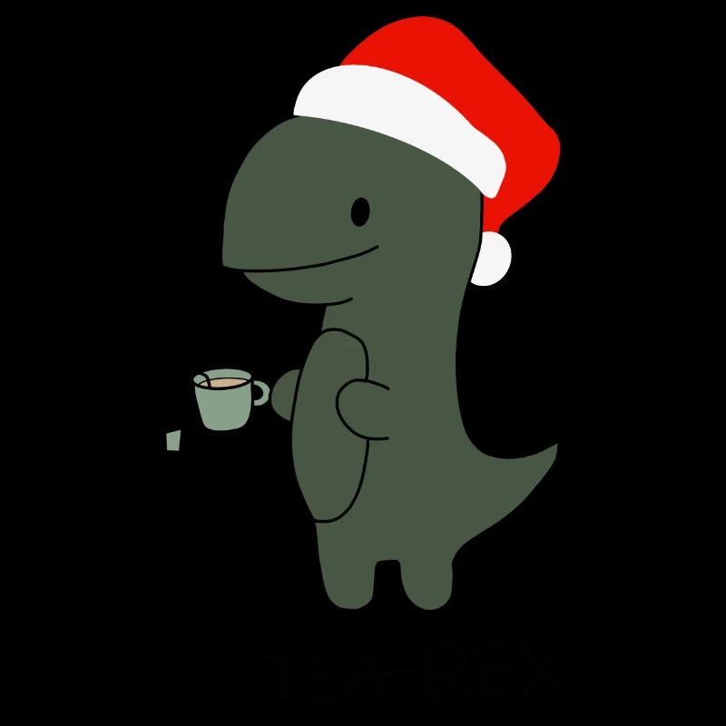 Tea-rex with Christmas hat