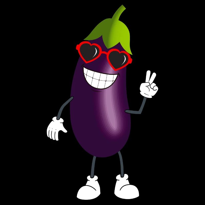 Cheerful eggplant says moi