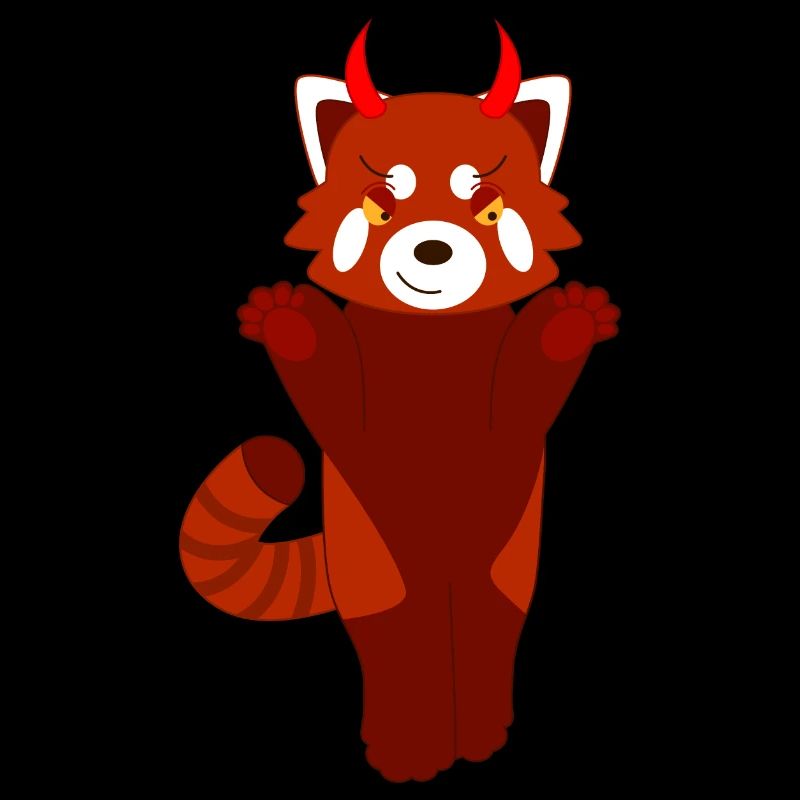 Red panda disguised as a devil for Halloween