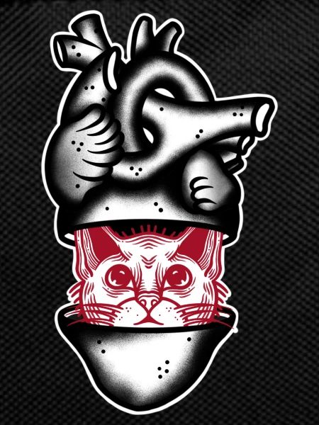 Heart Cat black and red