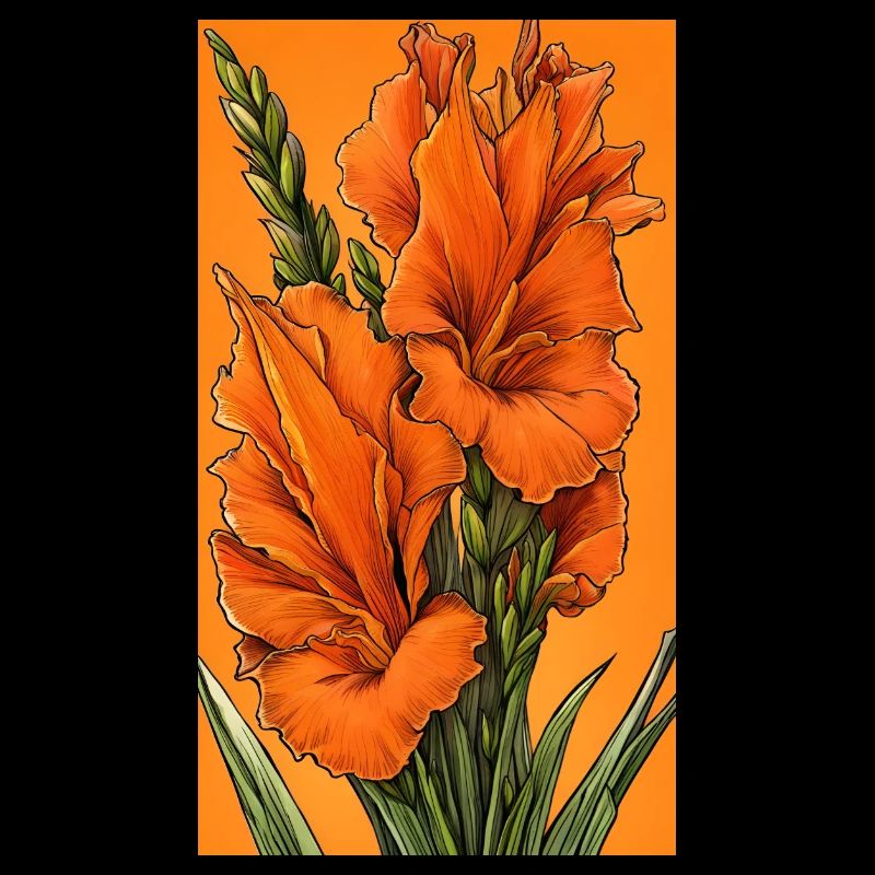 Orangefarbene Gladiolen