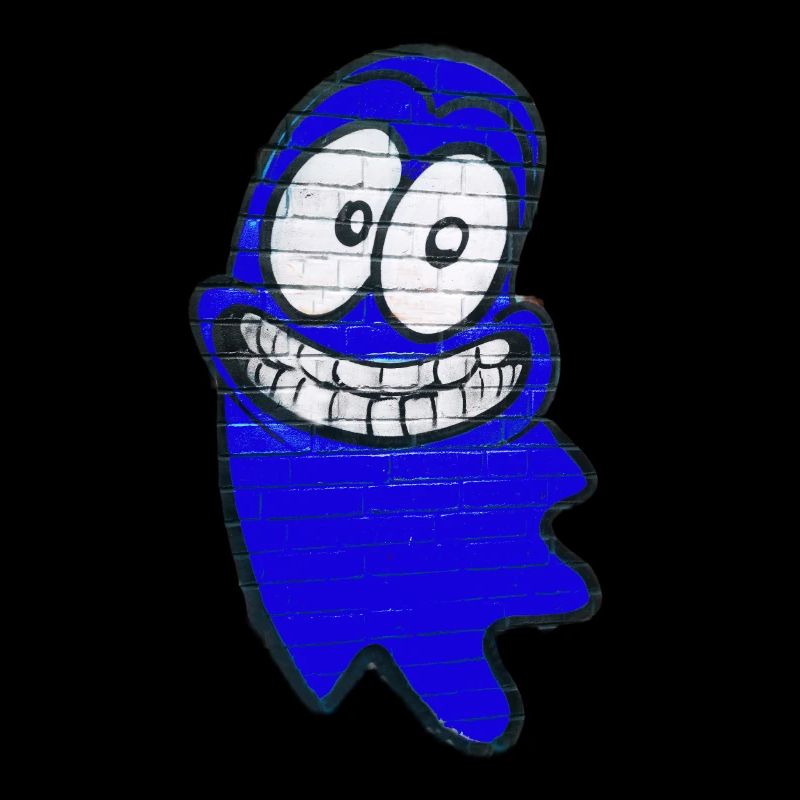 Funny smiling ghost in blue