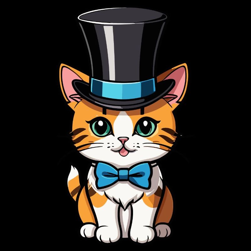 Cat with a hat and bow tie