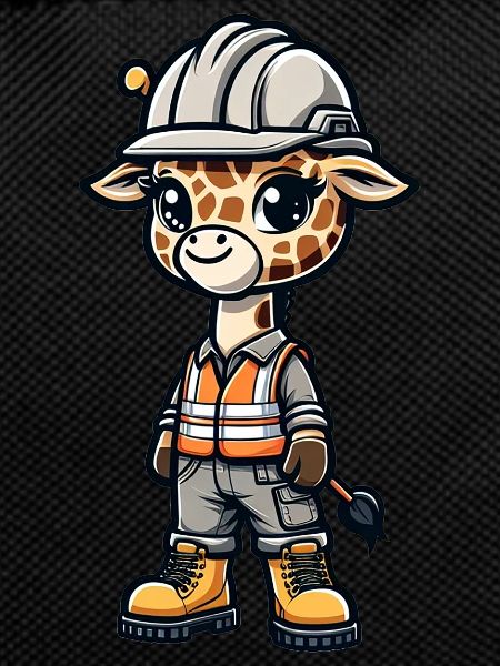 Cute Giraffe Construction Worker