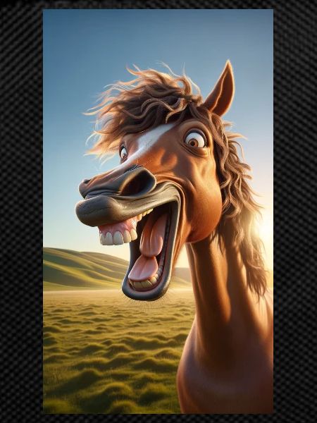 Horse laughing