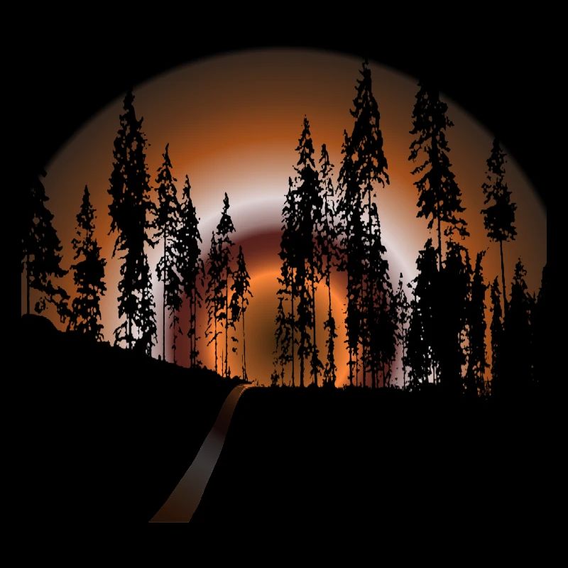 forest silhouette with path brown