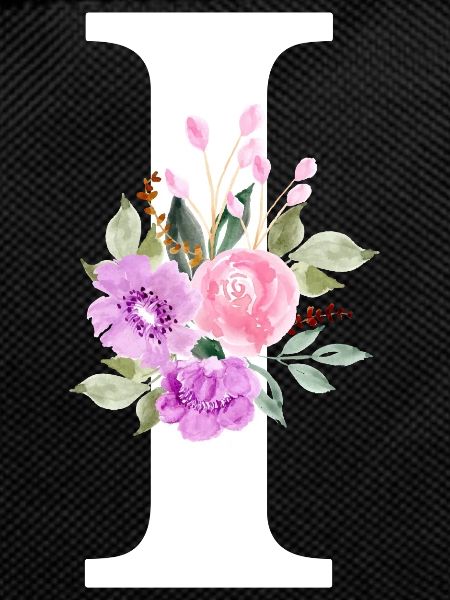 Purple Floral Letter I