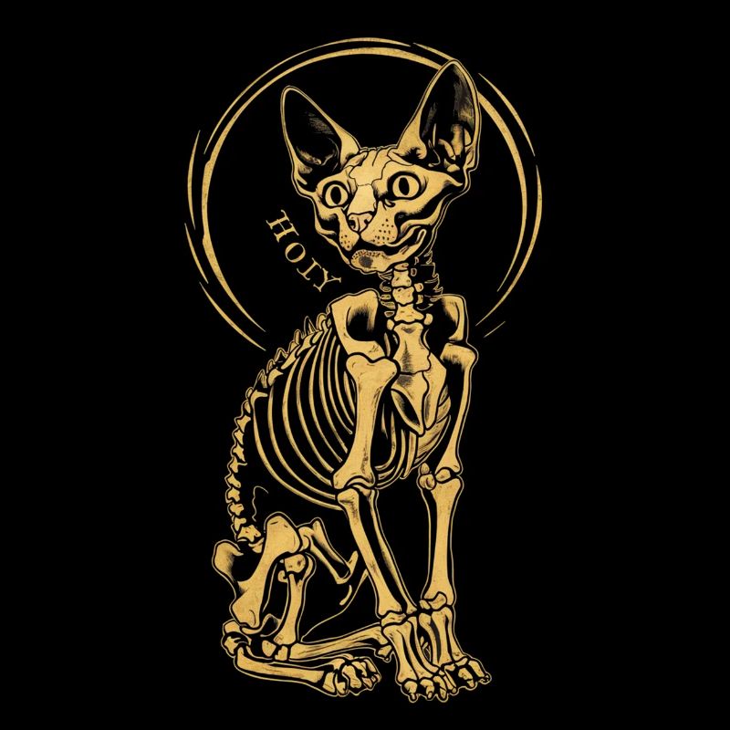 Katze Sphinx Skelett Tattoo