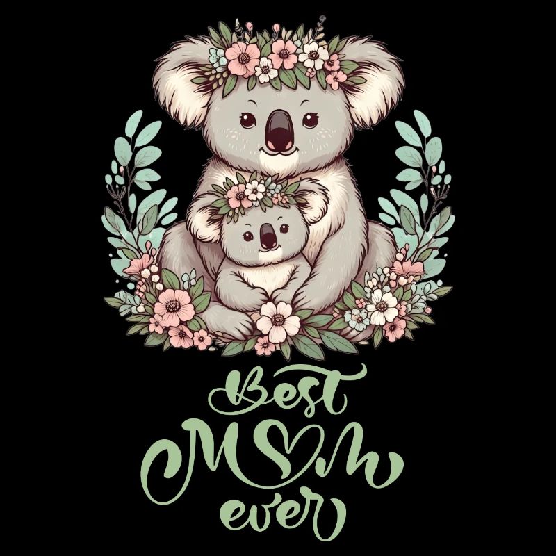 Meilleure maman jamais Koala embrasser Couronne de fleurs