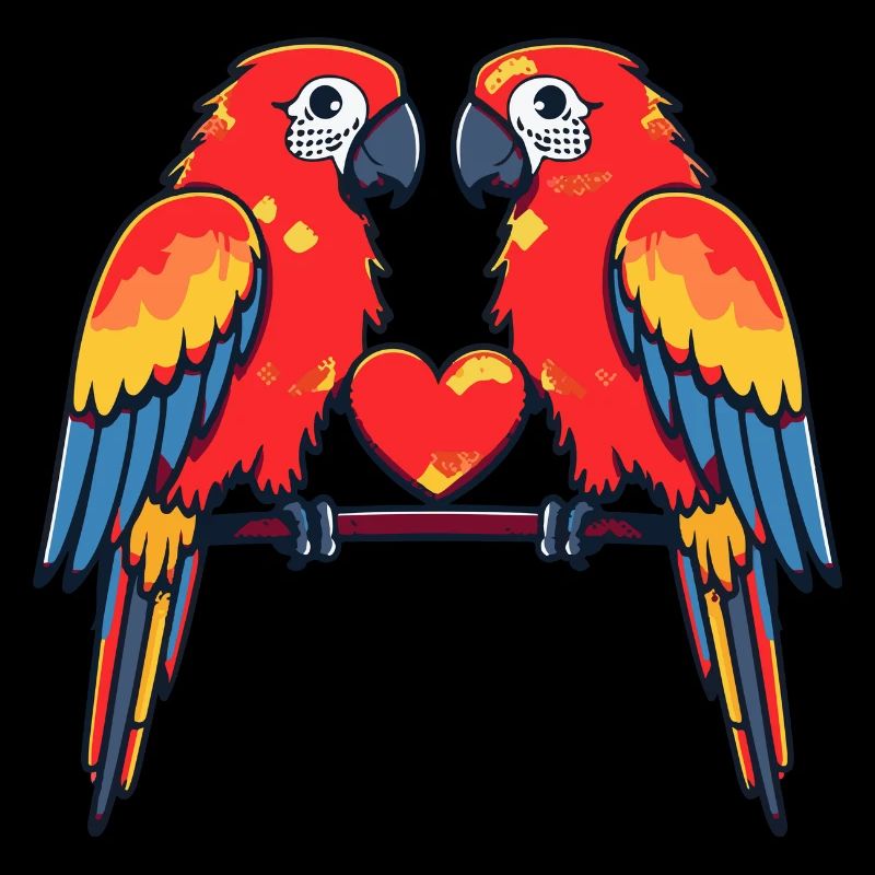 Couple de perroquets Saint-Valentin