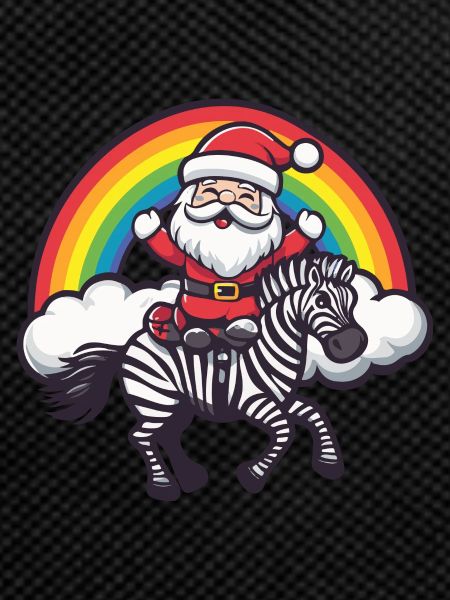 Zebra Santa Claus Rainbow