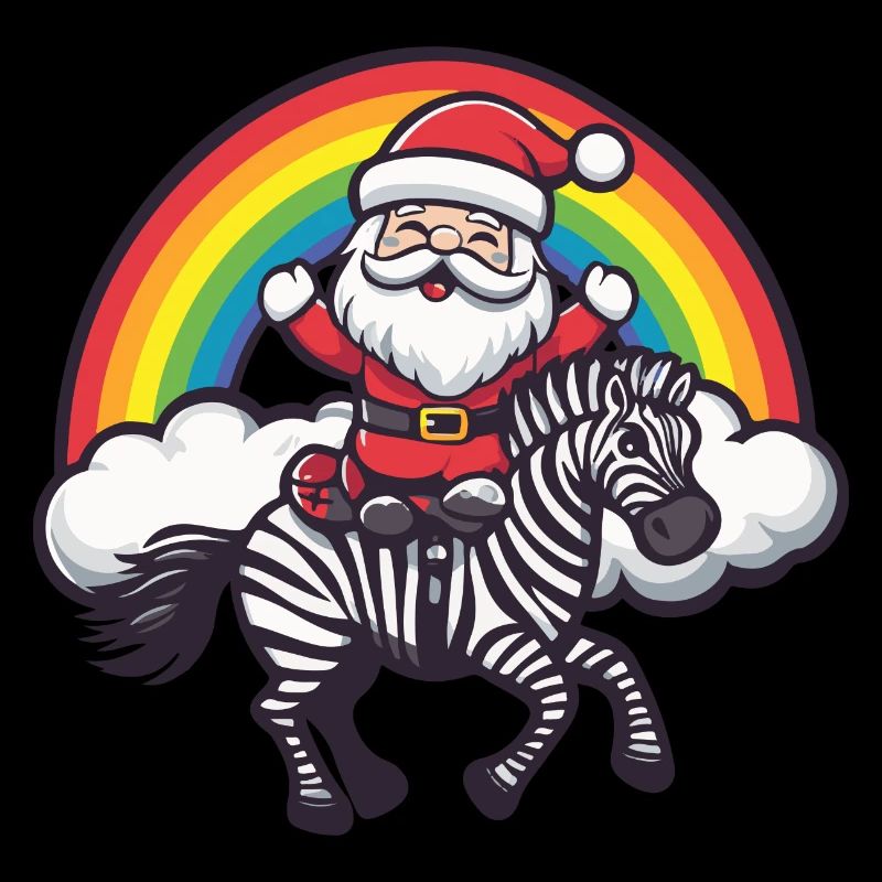 Zebra Weihnachtsmann Regenbogen