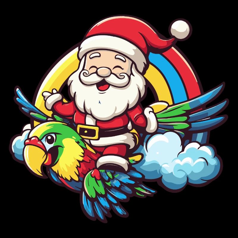 Papagai Weihnachtsmann Regenbogen