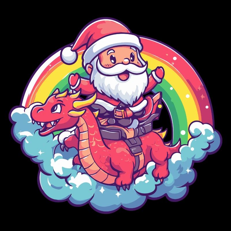 Drache Weihnachtsmann Regenbogen